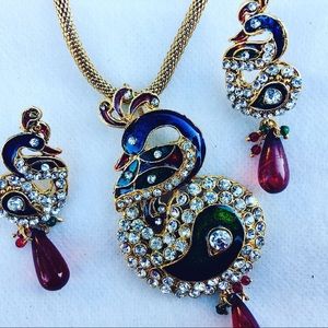 Indian Peacock Designer Necklace set with earrings
